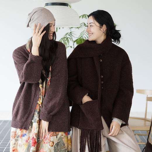 绽放633朵/羊毛羊驼混纺设计感中长款大衣女冬新款一手长毛呢外套 商品图1