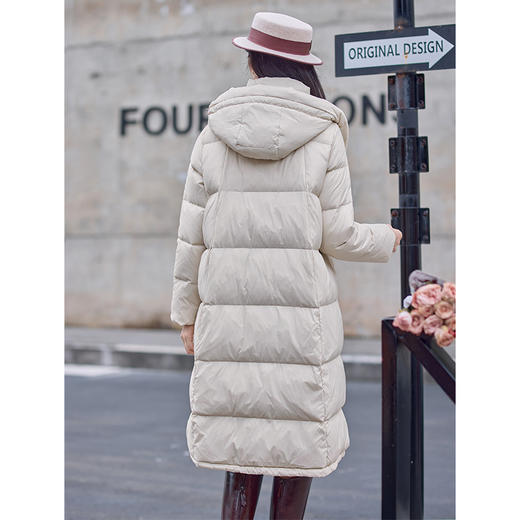 红念奶白色鹅绒连帽羽绒服女长款面包服冬季2025新款高端冬装外套 商品图2