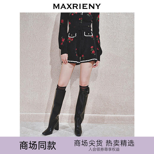 MAXRIENYMAXRIENY玫瑰绣花A字高腰短裤女修身(货号:MC85PA766) 商品图0
