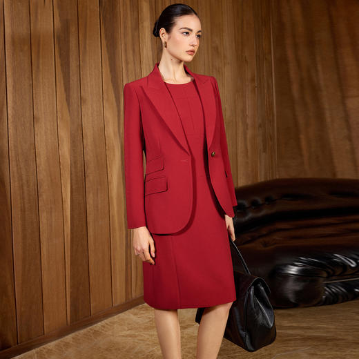 IWY/高端职业装气质女神范职场套装新年红色年会宴会连衣裙两件套C2565+Q1501 商品图2