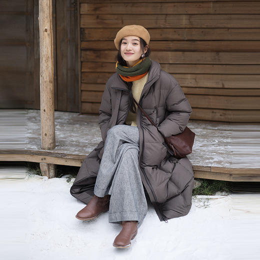 特绽放768朵/加厚立领羽绒服女长款廓形宽松显瘦直身厚外套冬新款 商品图2