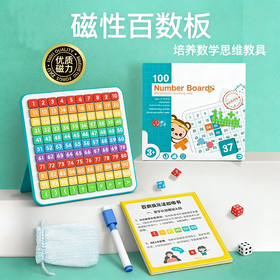 【可重复擦写使用的百数板】百数板蒙氏教具 数字启蒙数感数学玩具 磁吸一百板幼儿认知思维训练 无毛刺不伤手