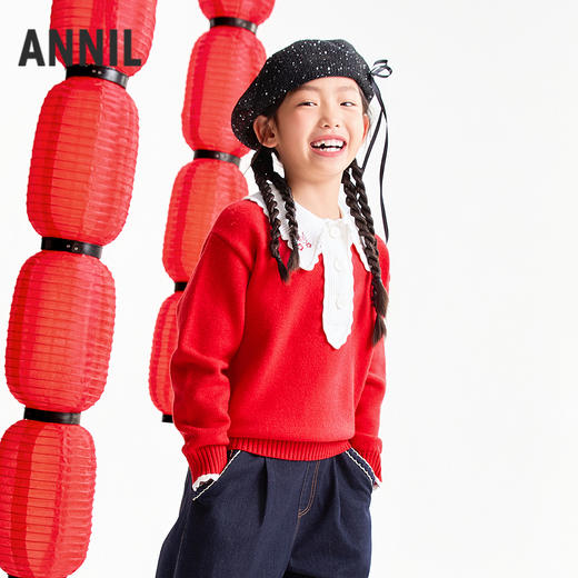 【实体店同款】女童翻领针织衫春季新款安奈儿童装AG614016 商品图2