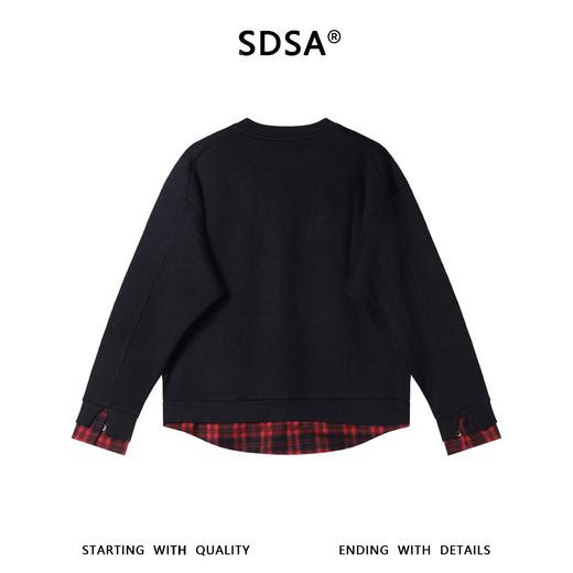 35702SDSA男士秋冬新款痞帅男装韩版潮牌下摆拼接圆领卫衣百搭时尚上衣 商品图5