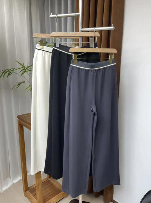 新款时尚松紧腰字母宽松显瘦阔腿直筒休闲裤 商品图3