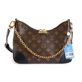 【95新】LV路易威登BOULOGNE系列M45831  老花BOULOGNE黑牛角单肩斜挎包女士 301125NJT02