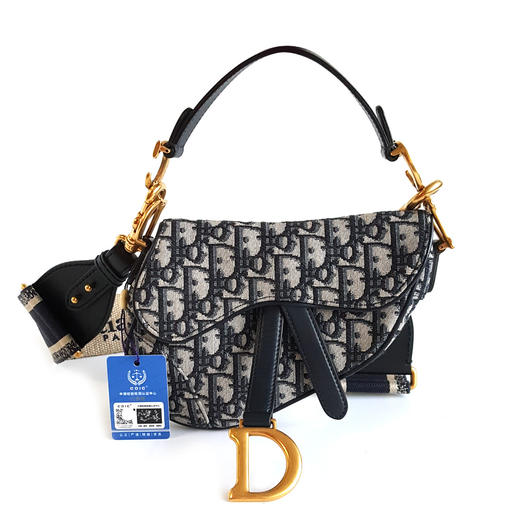 【95新】Dior迪奥Saddle小号老花宽肩带Saddle马鞍包手提包单肩包中性款 071225AK12 商品图0