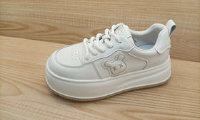 豪行秋季新款24363001真皮百搭厚底小白鞋休闲增高女鞋板鞋