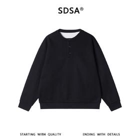 35685SDSA男士秋冬新款痞帅男装纯色半纽扣圆领卫衣肌理感百搭时尚上衣