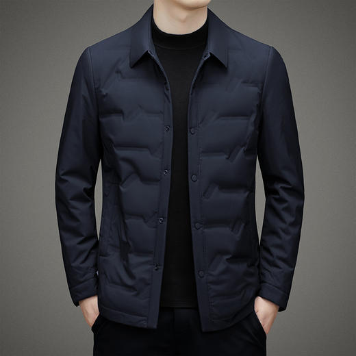 【秋冬轻薄羽绒服上衣男】中青年商务休闲翻领白鸭绒保暖衬衫领外套 商品图0