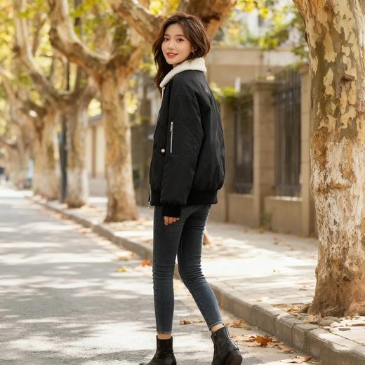 Schenvega标*商城同款羊羔毛翻领棉衣机车服外套B1-M333 商品图4