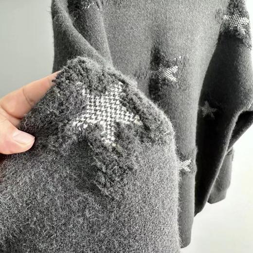 D121010立体星星提花图案圆领星星毛衣男女同款 商品图7