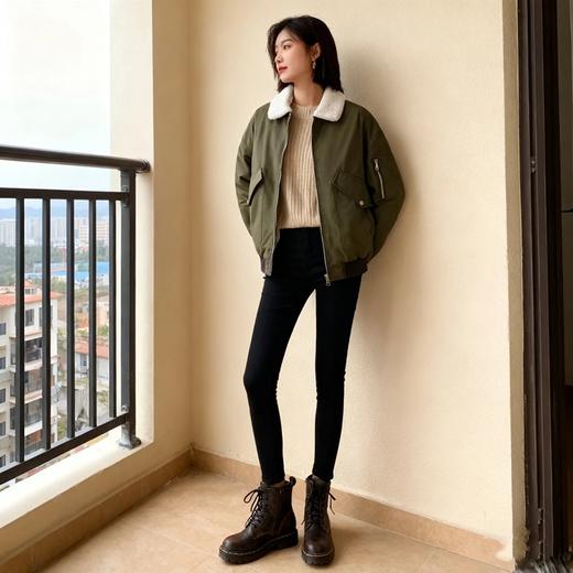 Schenvega标*商城同款羊羔毛翻领棉衣机车服外套B1-M333 商品图9