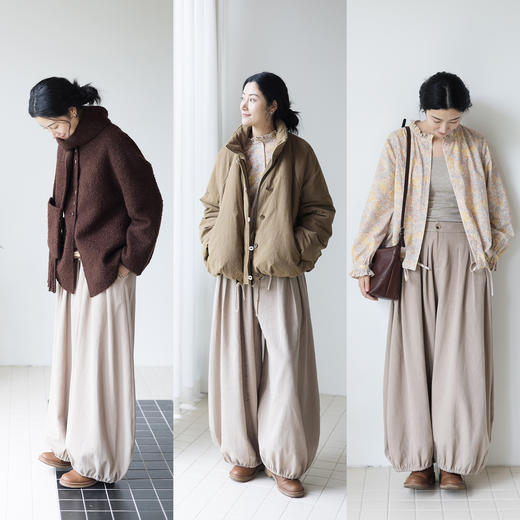 特绽放837朵/冒险者灯笼裤·麻棉斜门襟压褶灯笼阔腿长裤女休闲裤 商品图2