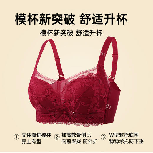 A2-【70AB-85AB杯】【小胸聚拢显大】性感圆润蜜桃胸收副乳调整型上托内衣女文胸罩   花影夏石/浮萍芷云 【小胸-蕾丝】 商品图1