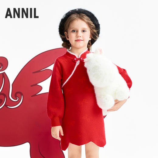 【实体店同款】女童针织连衣裙春季新款安奈儿童装XG613004 商品图0