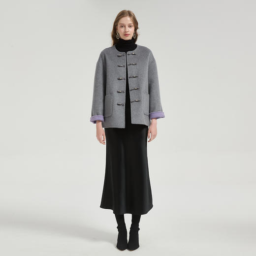 QH971斯尔丽2025秋冬新款中国结时尚国风双面呢大衣羊毛大衣通勤百搭 商品图11