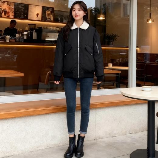 Schenvega标*商城同款羊羔毛翻领棉衣机车服外套B1-M333 商品图13