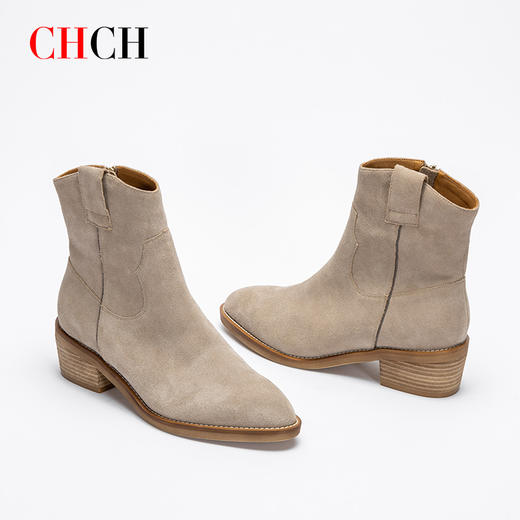 平衡鞋西部牛仔短靴反绒尖头靴CN2B7021 商品图1