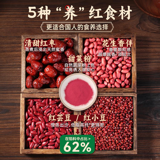 【野人日记五红粘豆包】低脂轻卡糯豆包绵沙五红馅 薄皮低脂轻食代餐 商品图3