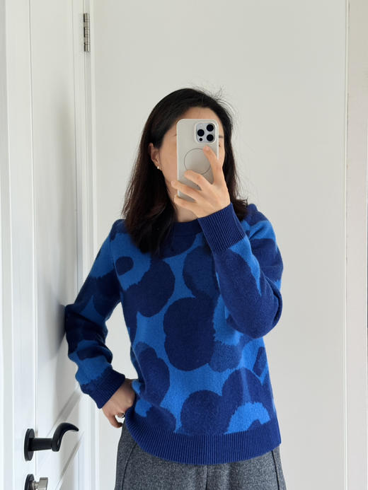 25秋冬新色-M花朵100%羊毛圆领毛衣【包邮+三天无理由退换】 商品图0