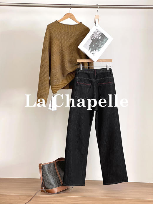 会员福利【时髦抗冻/加绒加厚】拉夏贝尔/La Chapelle高腰显瘦窄版直筒裤恒温一体绒牛仔裤 商品图5