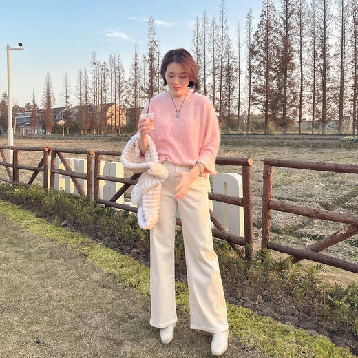 火桐hooton 双面人生 异色点子花纱山羊绒拉绒圆领套头衫85723 商品图2