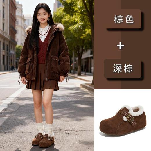 内增高4.5cm真皮雪地靴女2025冬季新款加绒保暖单鞋休闲复古女鞋 商品图1