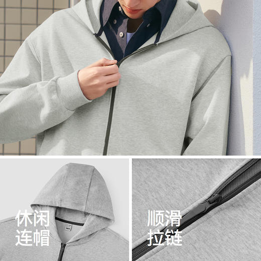 森马夹克男春季基础简约针织外套宽松连帽户外休闲上衣百搭情侣装 商品图3