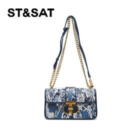 星期六蓝色蝴蝶绣线单肩包SSC521R00S