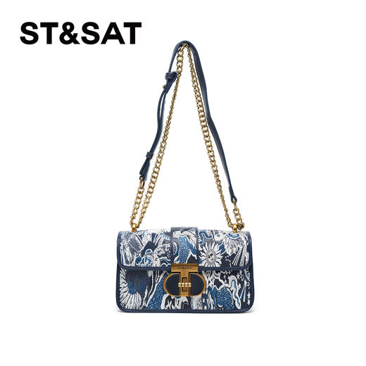 星期六蓝色蝴蝶绣线单肩包SSC521R00S 商品图0