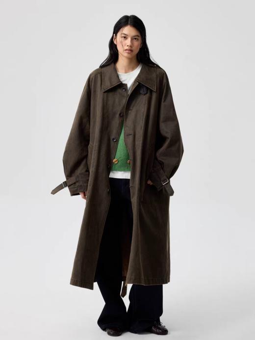 Simple Project/Y25217/水洗油蜡感涂层打褶大衣 商品图0