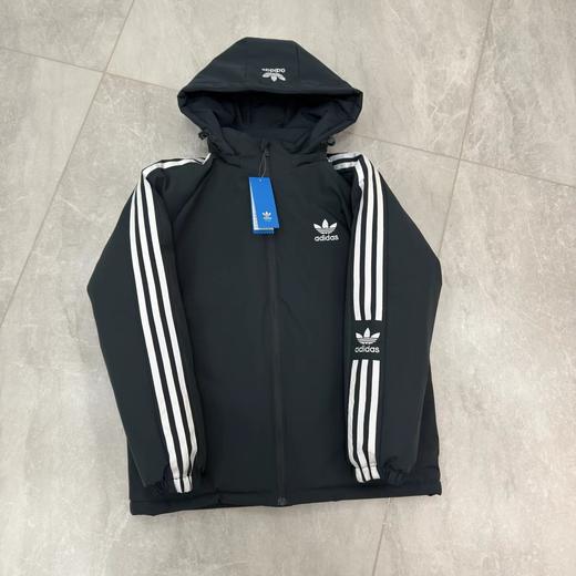 D121012精典款三条杠棉服冬季百搭简约款小logo情侣面包服 商品图3