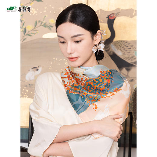 喜得宝杭州印象双面斜纹绸方巾86cm*86cm 商品图3