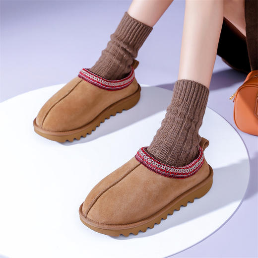 隆丰冬季女新包边民族风植物氢底保暖加厚柔软A级羊皮毛一体雪地靴122476 商品图3