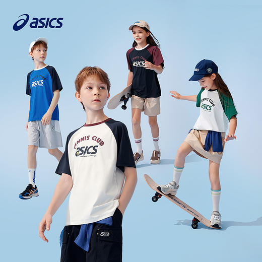 ASICS亚瑟士童装25年夏季新款吸湿抗菌运动插肩袖落肩印花短袖T恤 商品图4