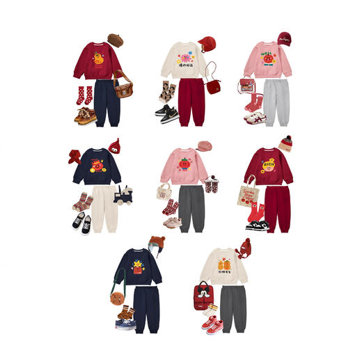 【59.9元2件】马年喜庆棉加绒卫衣红色 儿童圣诞新年印花保暖上衣 商品图9