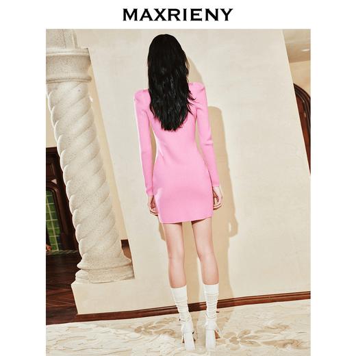 MAXRIENYKitty粉v领小香连衣裙裙子女年高级气质感(货号:MC88DR817) 商品图3