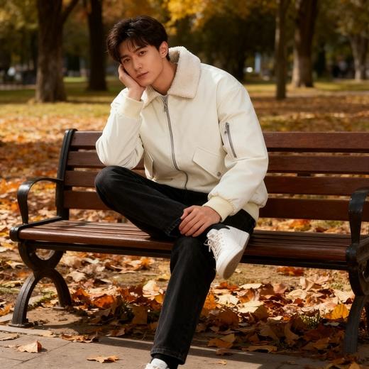 Schenvega标*商城同款羊羔毛翻领棉衣机车服外套B1-M333 商品图0