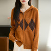 纤束马浣熊绒菱形格连帽开衫NG-2168 | 传递出复古文艺的英伦气息，是时尚界的永恒经典 商品缩略图3