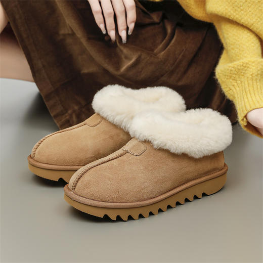 隆丰 冬季新款厚实A级羊皮毛一体塔次特植物氢底专利厚底毛边雪地靴短靴122228 商品图4