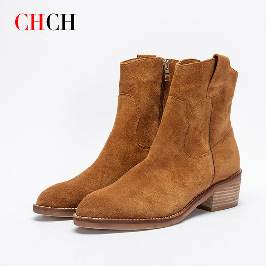 平衡鞋西部牛仔短靴反绒尖头靴CN2B7021 商品图3