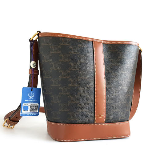 【95新】CELINE思琳191442CAS.04LU小号棕色老花凯旋门水桶包单肩斜挎包 女士 081225AK11 商品图2