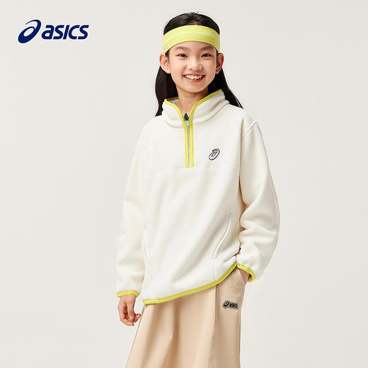 ASICS/亚瑟士童装25年冬季儿童舒适摇粒绒半开襟卫衣弹力舒适保暖 商品图3