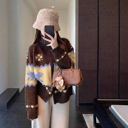 氛围感！ 慵懒时髦高领针织毛衣开衫厚外套女2025新款秋冬！ 商品图1