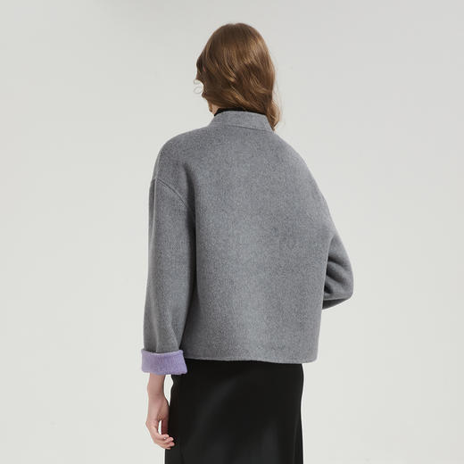 QH970斯尔丽2025新款国风手工樱桃小立领双面呢短大衣秋冬款羊毛大衣 商品图1