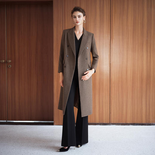 IWY/秋冬棕色老钱风羊毛大衣女中长款韩版新款高端轻奢毛呢外套C2505 商品图1