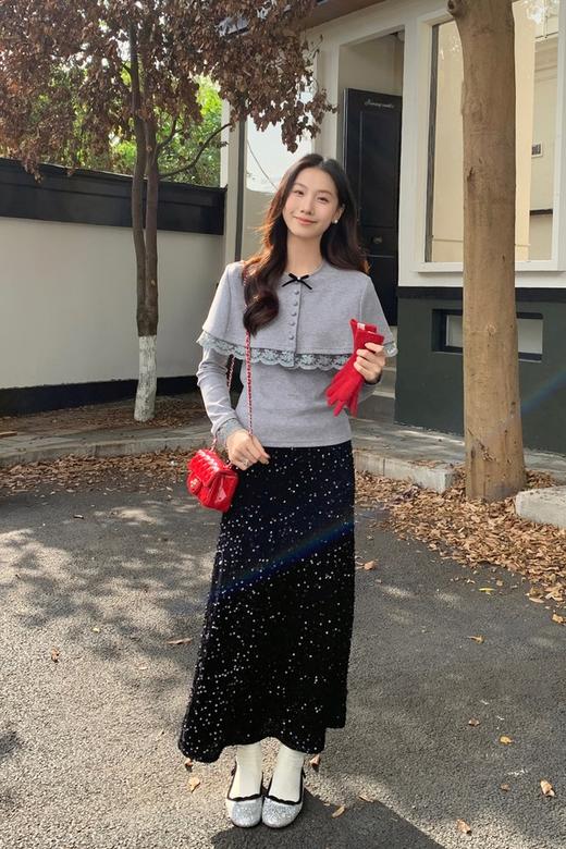 amadella 温柔风拼接蕾丝斗篷+内搭针织上衣 21983 商品图2
