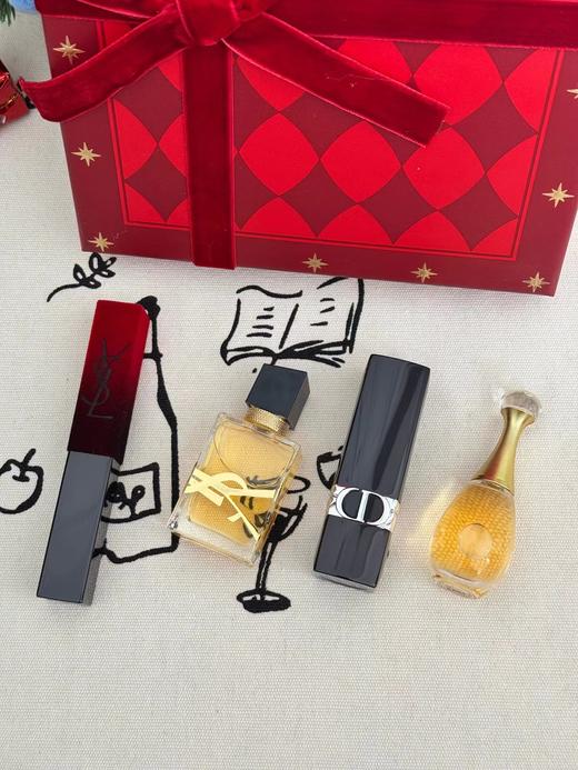 D121019圣诞节礼物丝绒棋盘格礼盒香水+口红礼物 商品图2