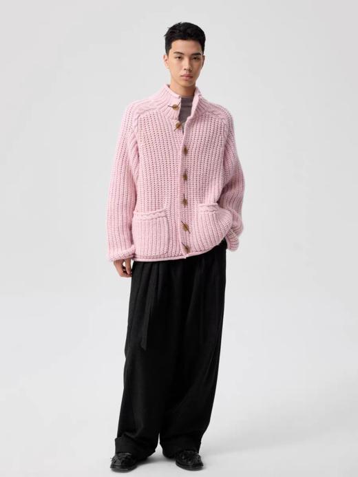 Simple Project/M25193/绳结皮扣粗针羊毛高领毛衣外套 商品图4